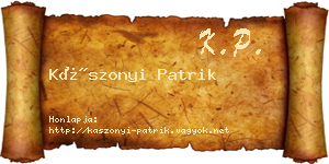 Kászonyi Patrik névjegykártya